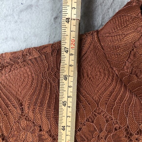 Rust Lace Dress Womens 3XL Sheer Flowy Boho Artsy Dressy Midi Event - Picture 6 of 16